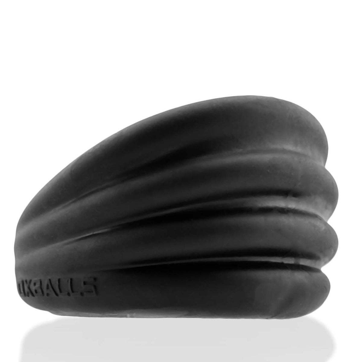 Oxballs Expander Scoop Style Cockring Black side view showing ridges