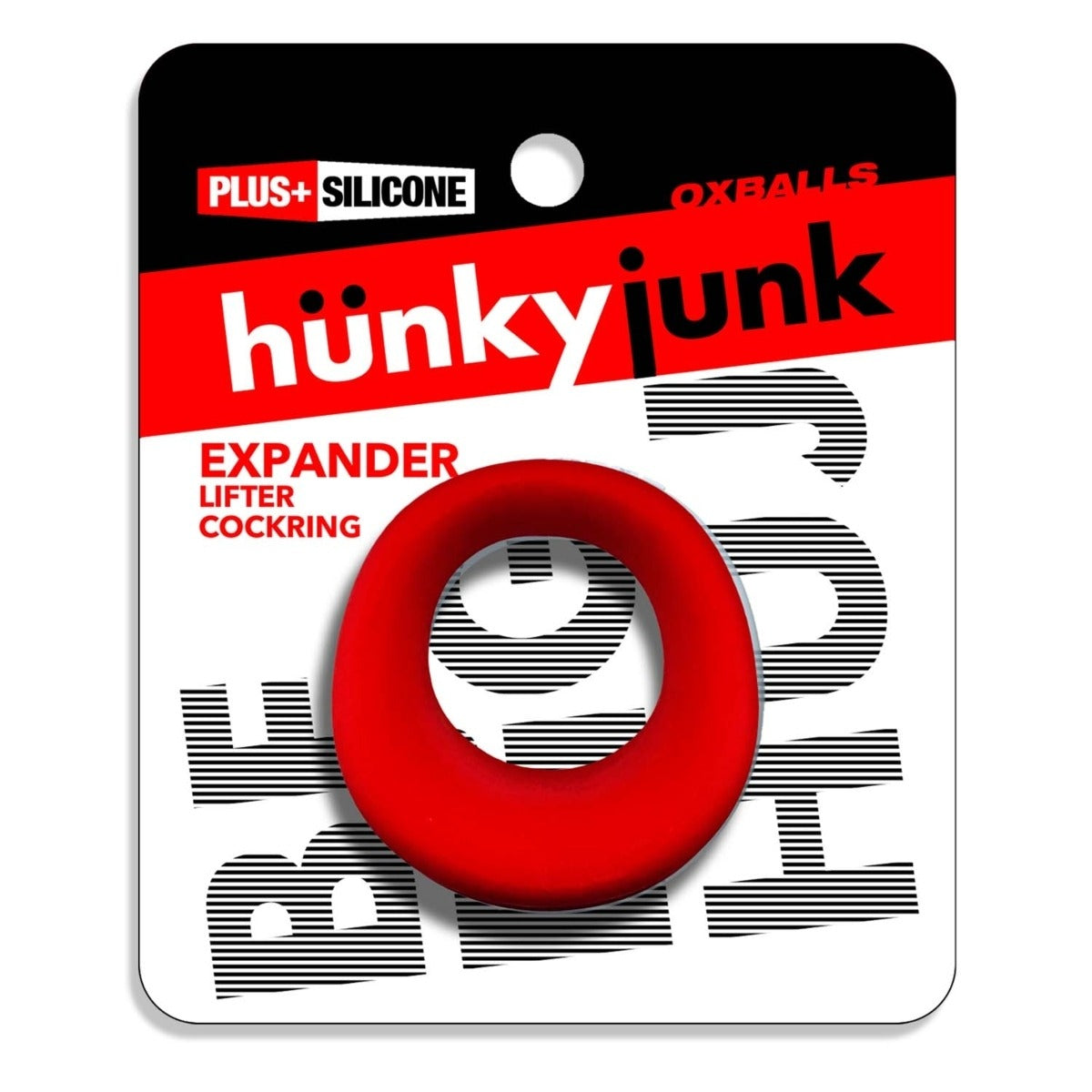 Hünkyjunk Expander Scoop-Style Cock Ring Red Velvet packaging front