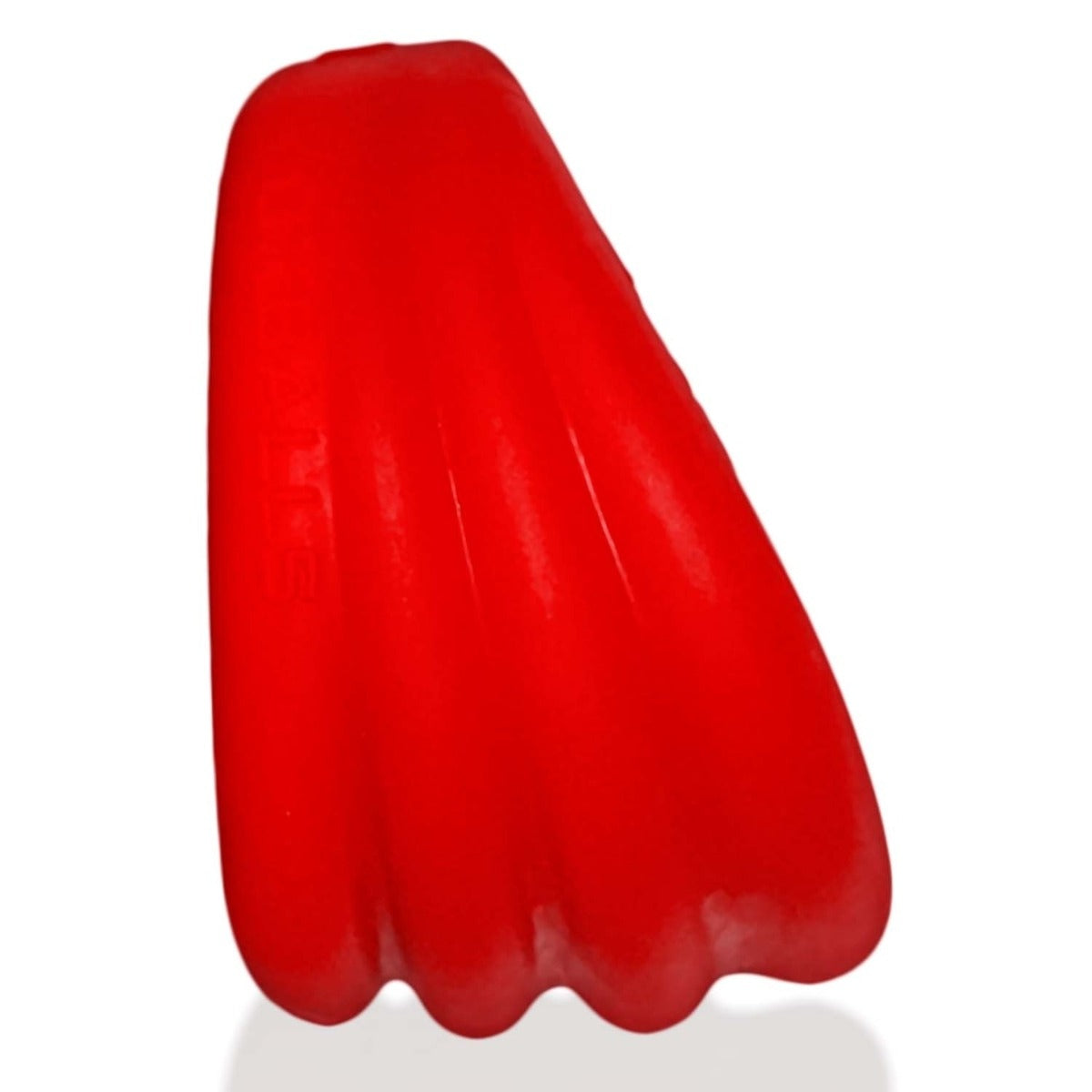 Hünkyjunk Expander Scoop-Style Cock Ring Red Velvet side view showing ridges