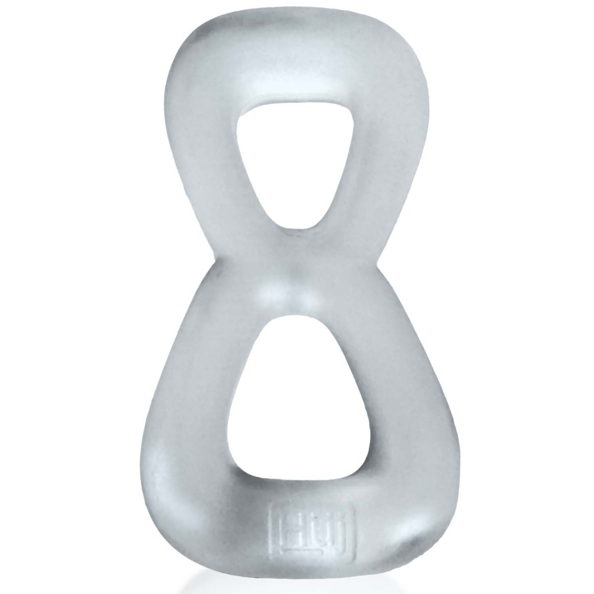 Hunkyjunk Boomerang Double Cock Ring & Ball Stretcher Clear Steam front view