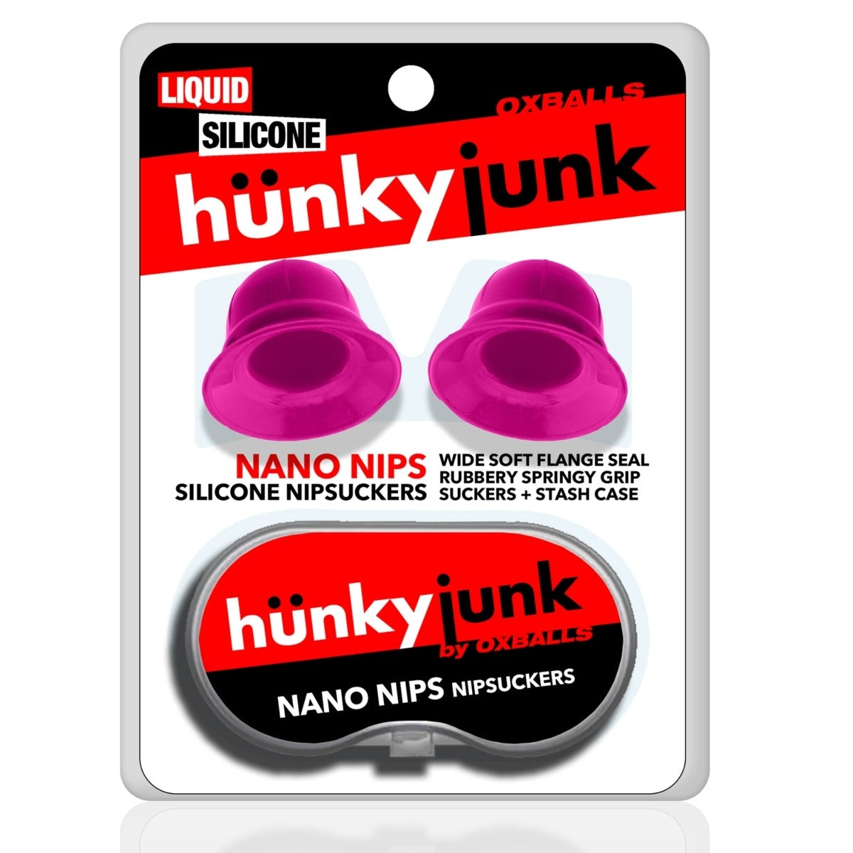 Hunkyjunk Nano Nips Nipple Suckers Pink Silicone packaging front