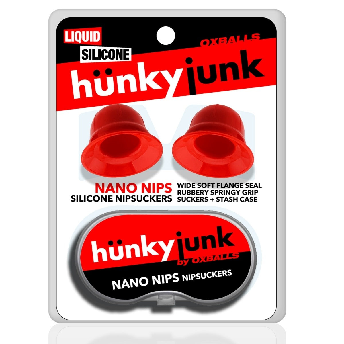 Hunkyjunk Nano Nips Nipple Suckers Red Silicone packaging front