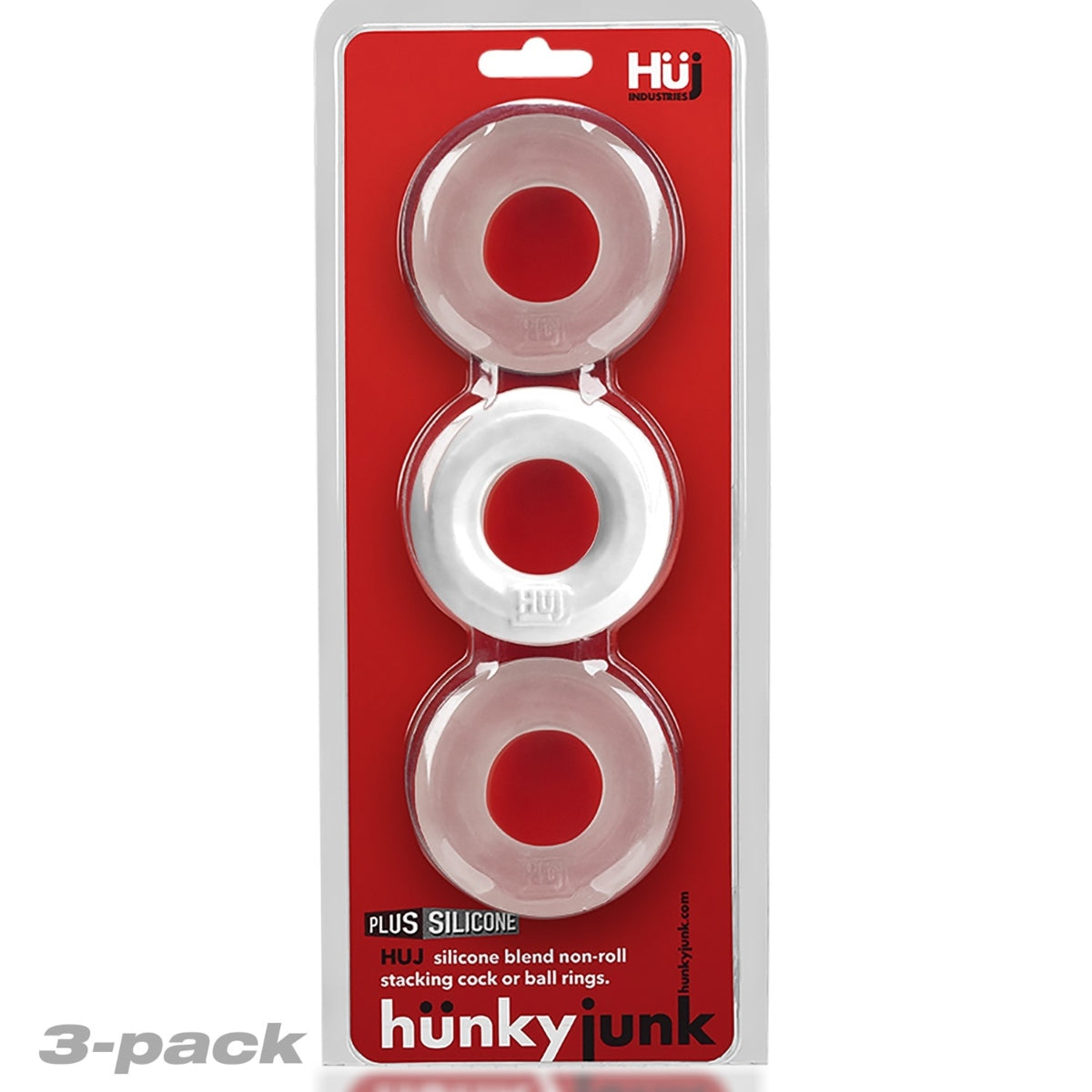 Hunkyjunk HUJ C-Ring 3 Pack Cock Ring White Ice (8251404714223)