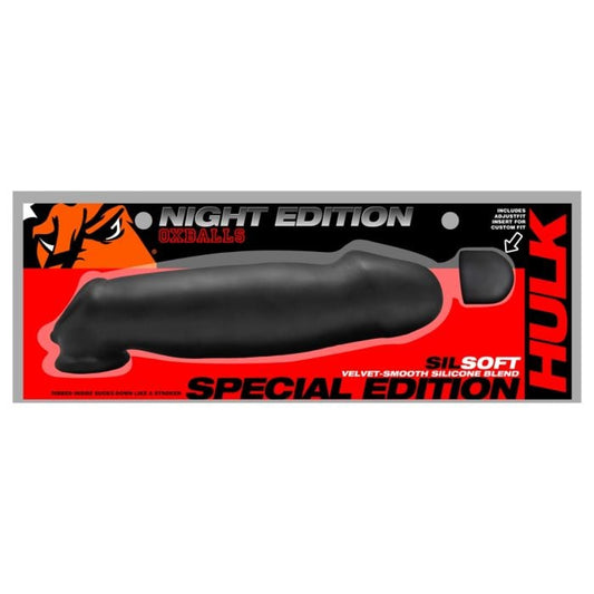 Oxballs Hulk Night Edition cock sheath packaging showing full length and girth enhancement design
