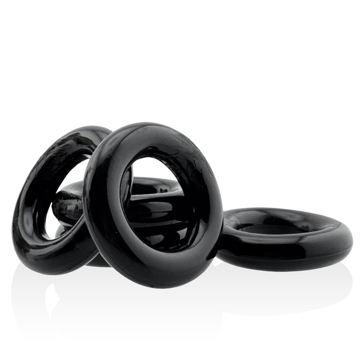 Hünkyjunk Jacker 5-Stack Cock Rings 5-Pack Black side view on white background