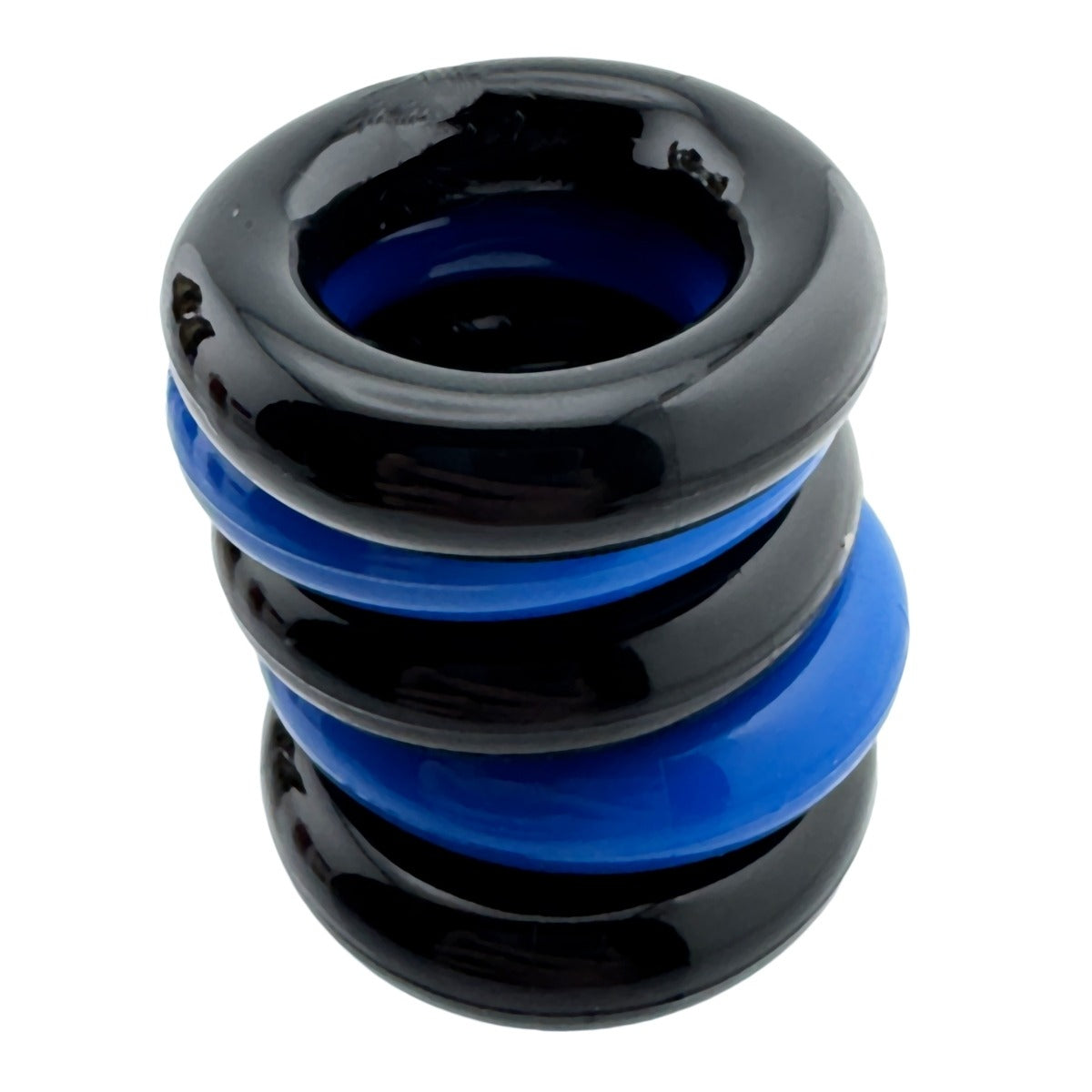 Hünkyjunk Jacker 5-Stack Cock Rings 5-Pack Blue/Black stacked and side view