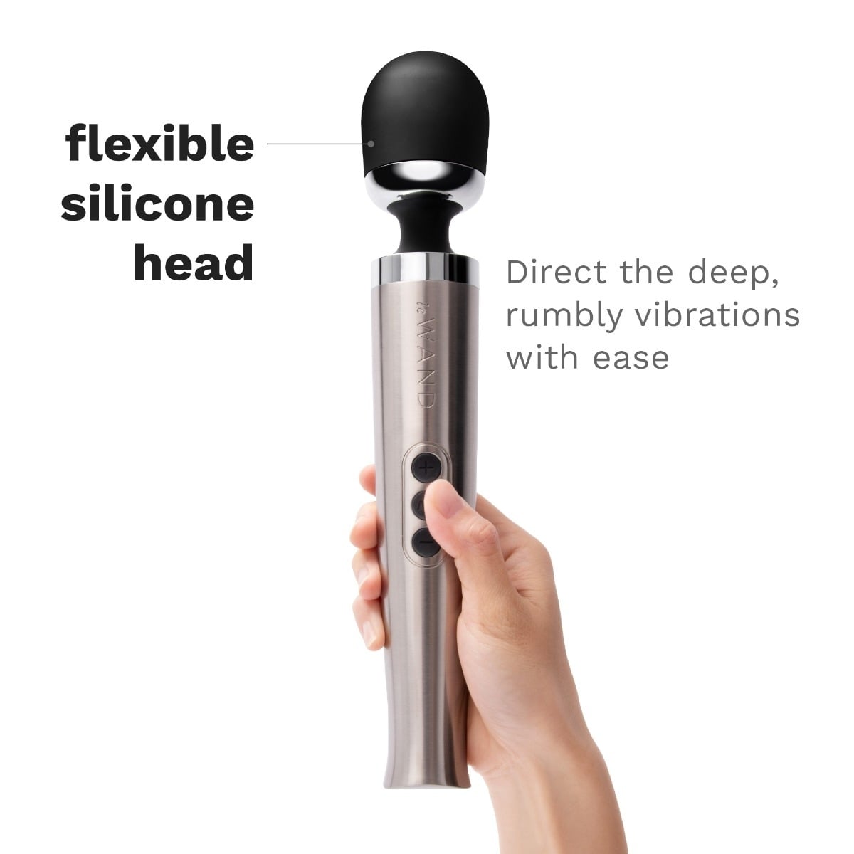 Graphic explaining deep vibrations of Le Wand Diecast Rechargeable Massager Silver