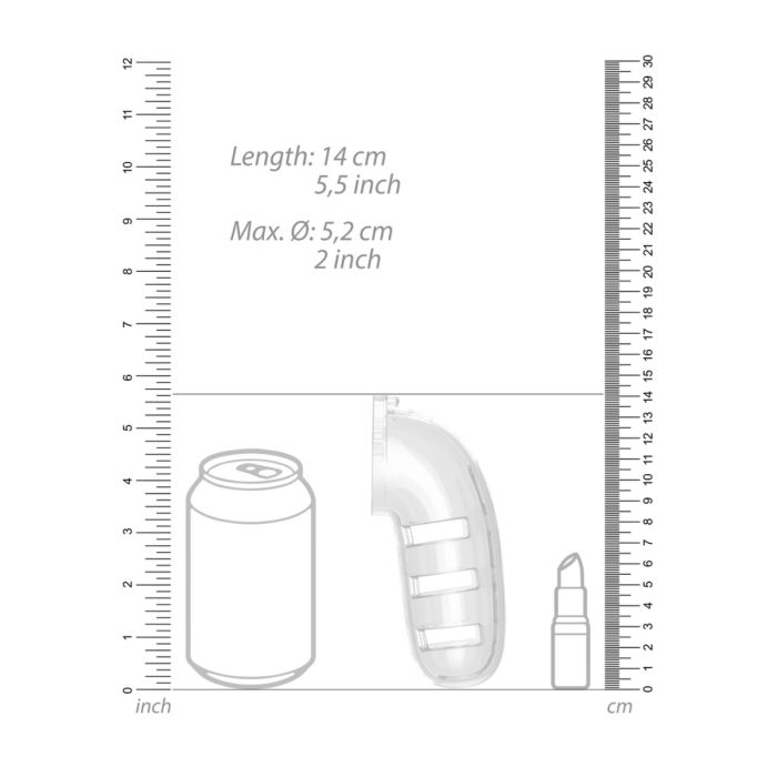 Man Cage Model 12 Chastity Cock Cage with Butt Plug Clear 5.5 inches