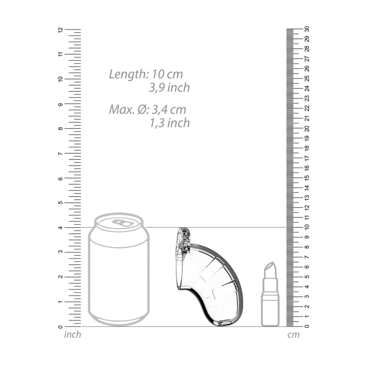 Man Cage Model 15 Chastity Cock Cage with Urethral Sounding Transparent 3.5 inches