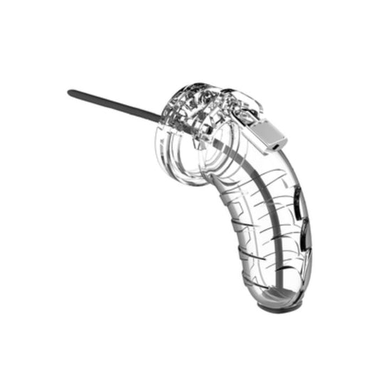 Man Cage Model 16 Chastity Cock Cage with Urethral Sounding Clear 4.5inches