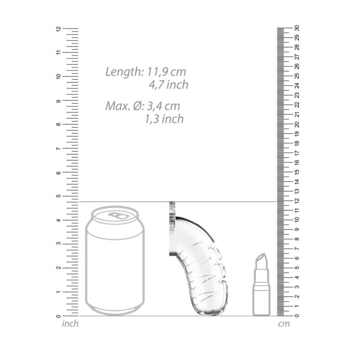 Man Cage Model 16 Chastity Cock Cage with Urethral Sounding Clear 4.5inches