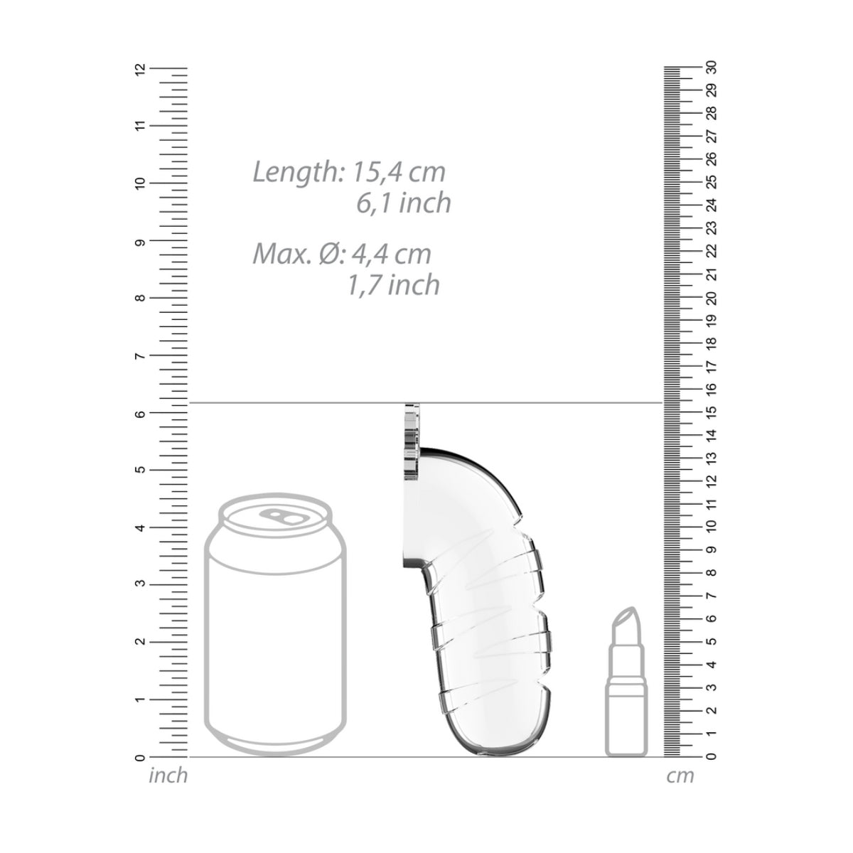 Man Cage Model 17 Chastity Cock Cage with Urethral Sounding Transparent 5.5 inches