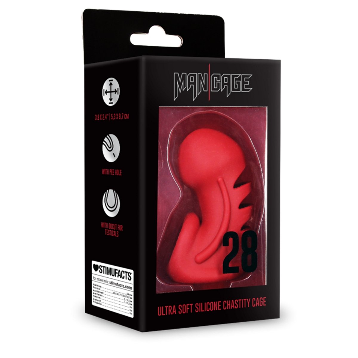 Man Cage Model 28 Chastity Cock Cage Ultra Soft Silicone Red 5.5"