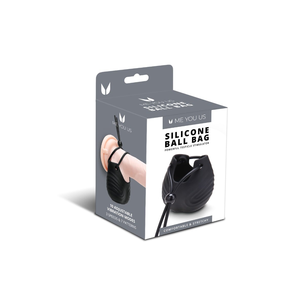 Me You Us Silicone Ball Bag packaging front and side
