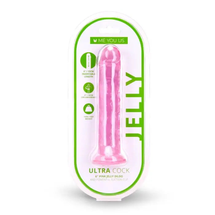 Me You Us Ultra Cock Jelly Dong Pink 6" packaging front