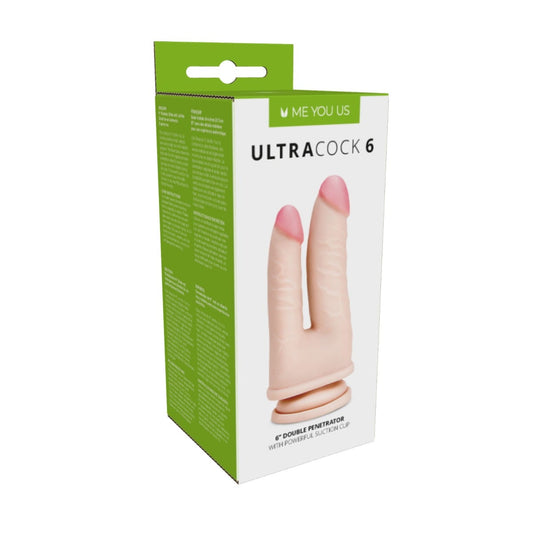 Me You Us Ultra Cock Double Penetrator Dildo (6") packaging front and side