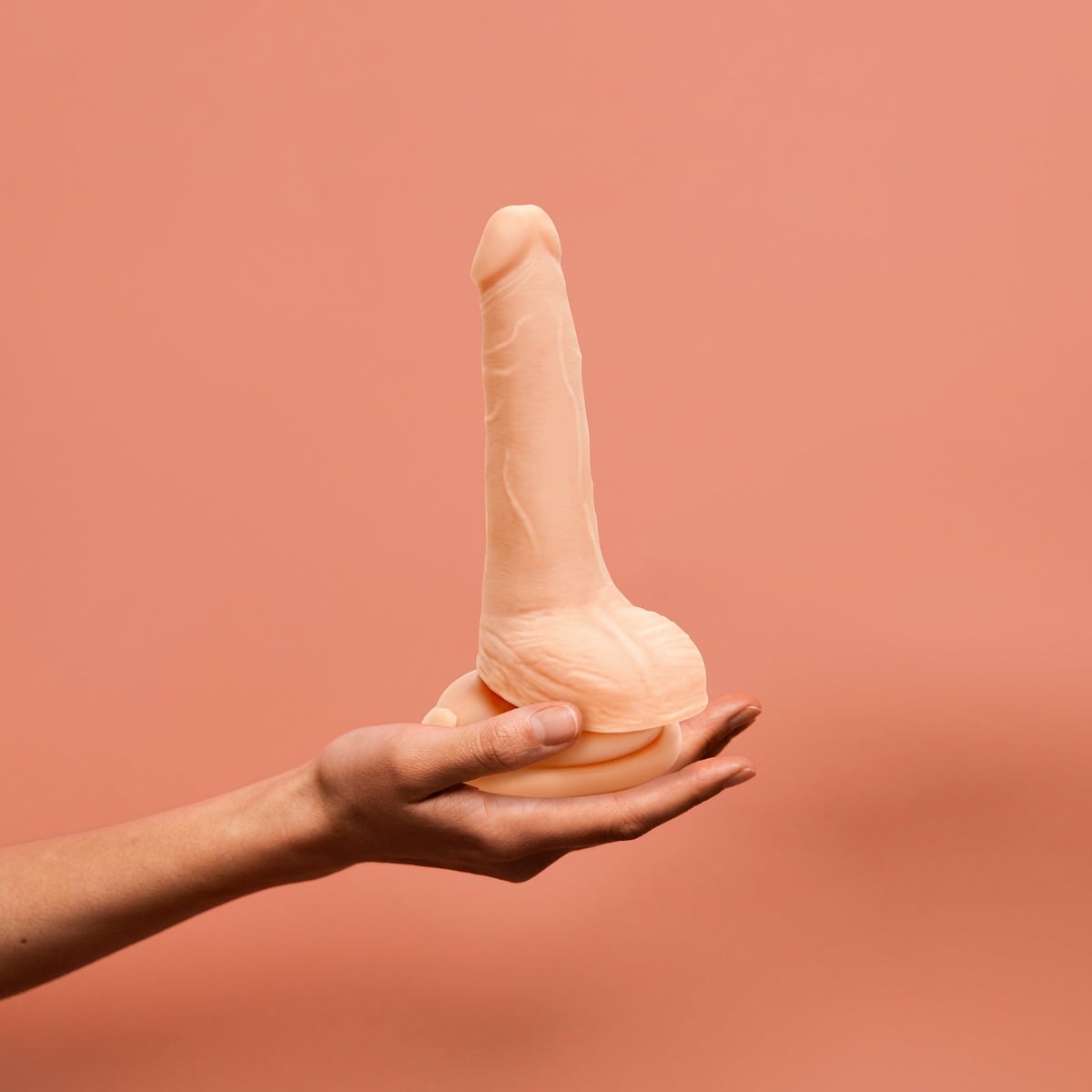 Me You Us Ultra Cock Dual Density with Balls 6in held by model