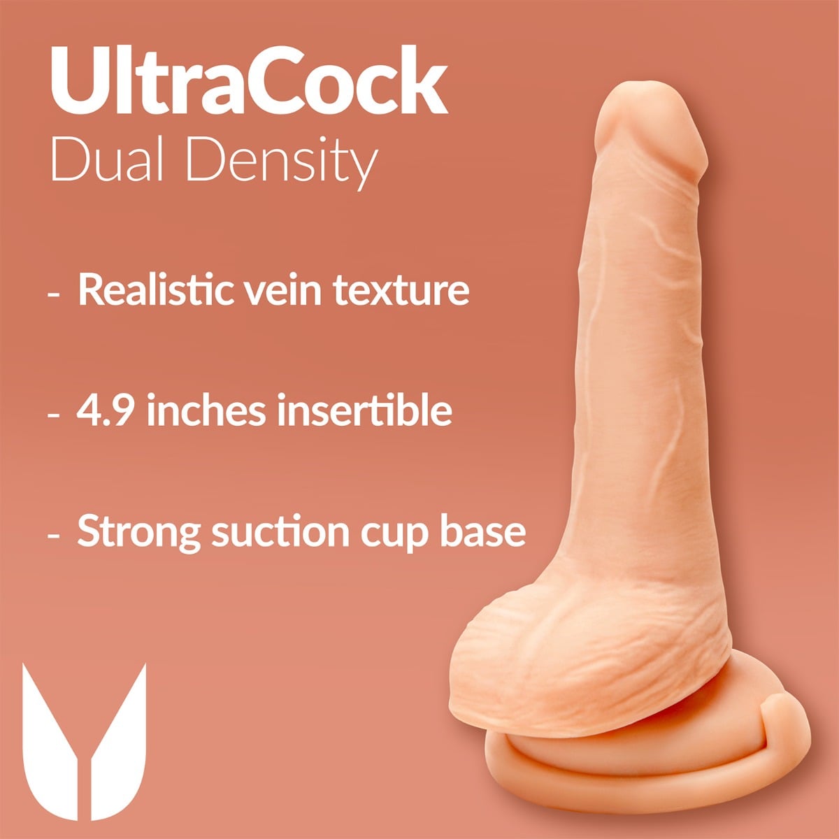Me You Us Ultra Cock Dual Density with Balls 6in graphic highlighting dual density features