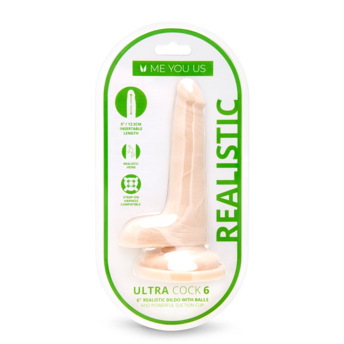 Me You Us Ultra Cock Dual Density with Balls 6in packaging front