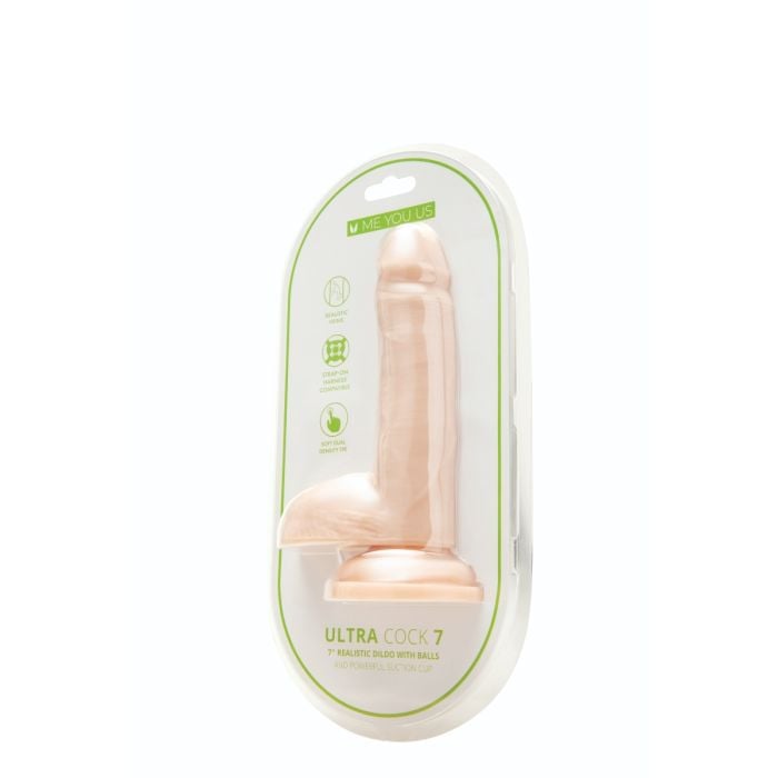 Me You Us Ultra Cock Dual Density Dildo With Balls - 7 Inch with packaging