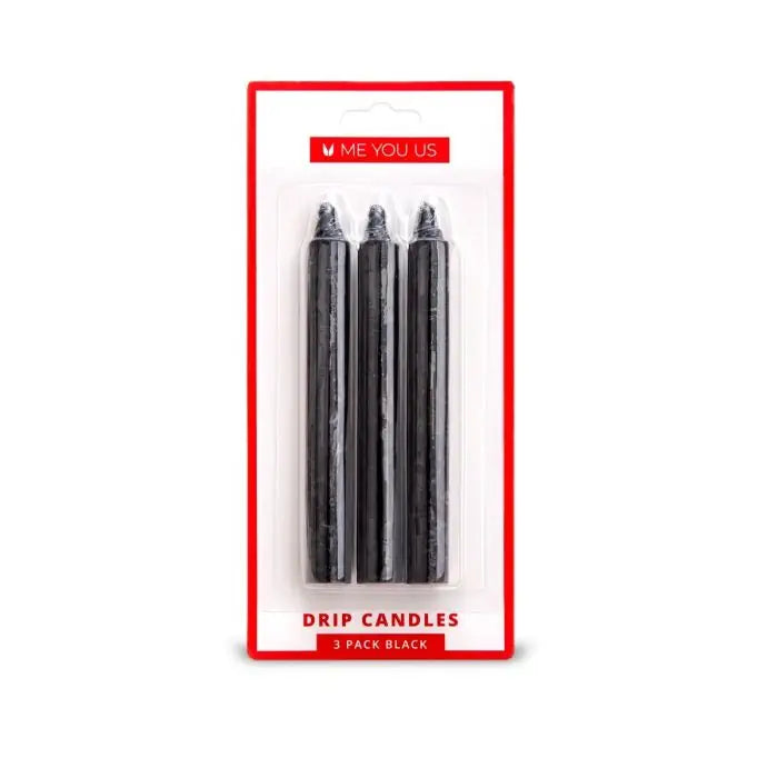 Me You Us Drip Candles Black 3-Pack packaging front