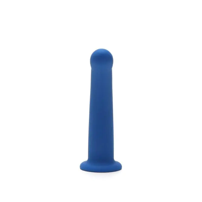 Me You Us Curved Silicone Pegging Dildo Blue 6" side view