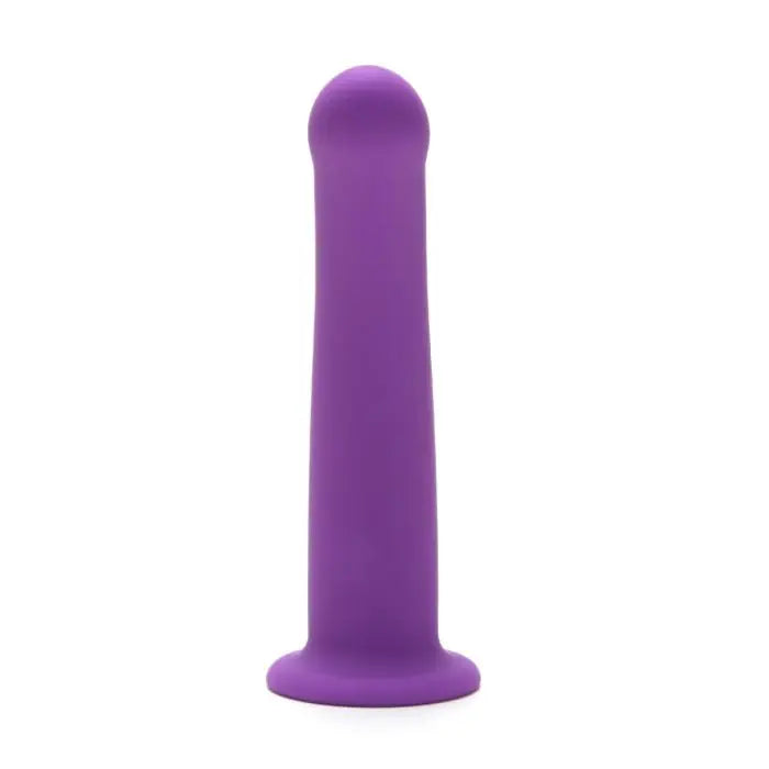 Me You Us Curved Pegging Silicone Dildo 7" Purple side view