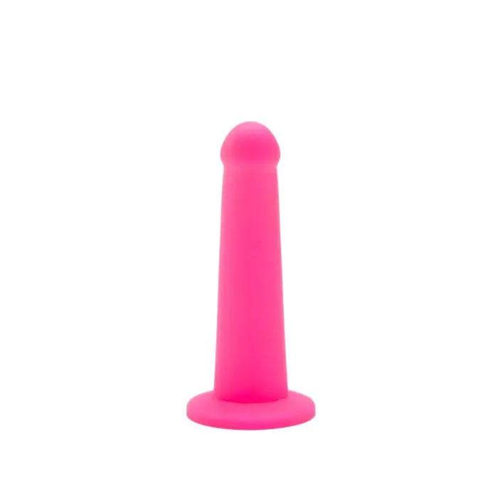 Me You Us Curved Pegging Silicone Dildo 7" Pink side view