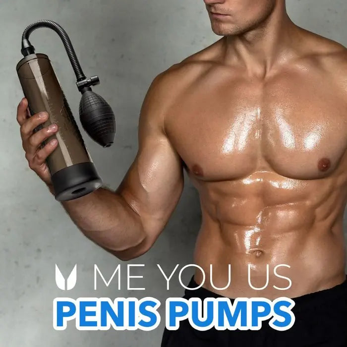 Model holding Me You Us Pumped Up Penis Pump Black