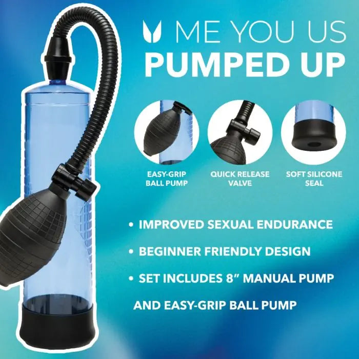 Me You Us Pumped Up Penis Pump Black features graphic