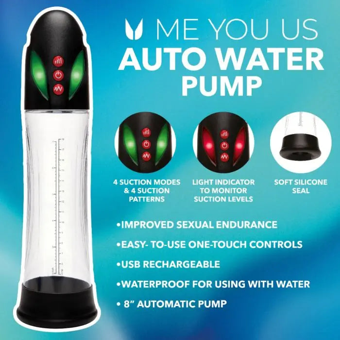 Me You Us Auto Water Suction Penis Pump feature list