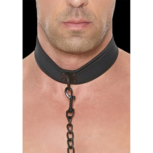 Neoprene Collar with Leash Black (8252766781679)