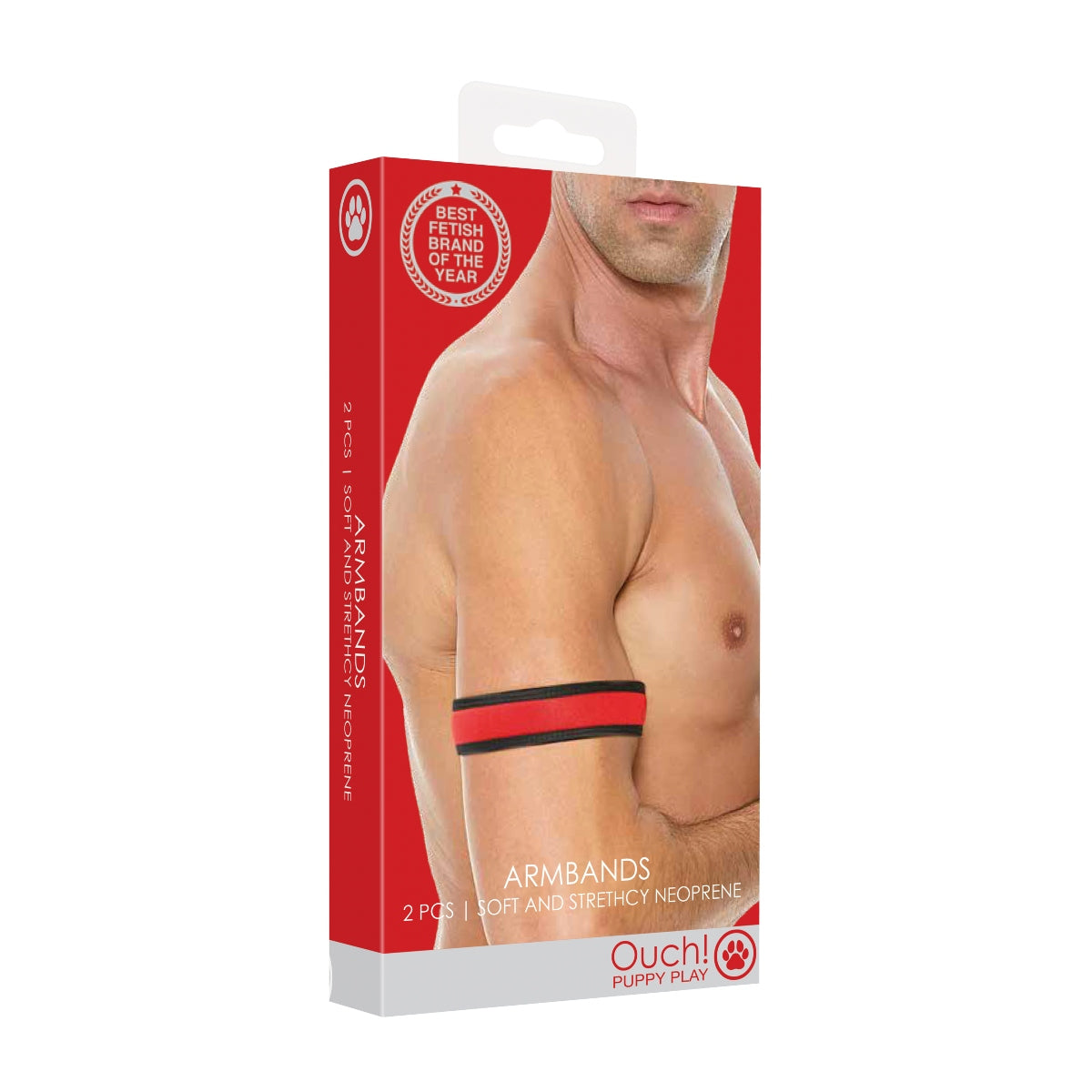 Ouch Puppy Line Neoprene Bicep Straps Red (8246939517167)