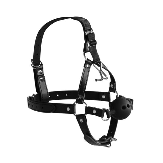 Ouch Xtreme Head Harness with Breathable Ball Gag and Nose Hooks