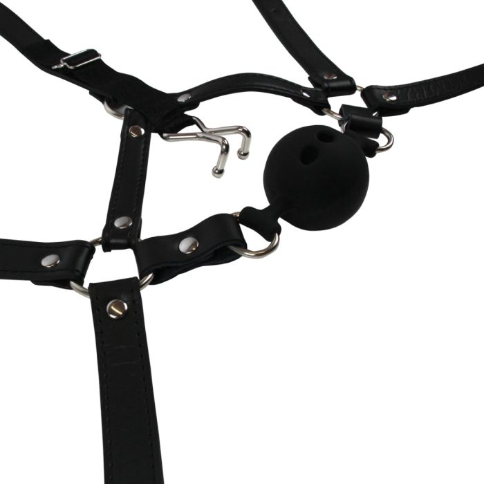 Ouch Xtreme Head Harness with Breathable Ball Gag and Nose Hooks