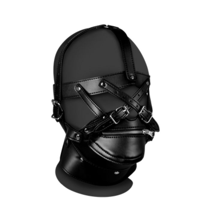 Ouch Xtreme Head Harness with Zip Up Mouth and Lock