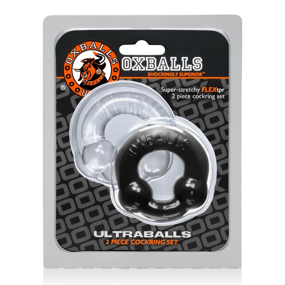 Oxballs Ultraballs 2 Pack Cock Ring Clear and Black (5563278753956)