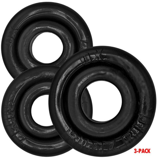 Oxballs RIMRINZ 3 Pack Black silicone cock rings in 2 sizes
