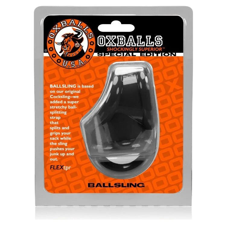 Oxballs Ballsling Splitsling Cock Ring and Ball Stretcher Black