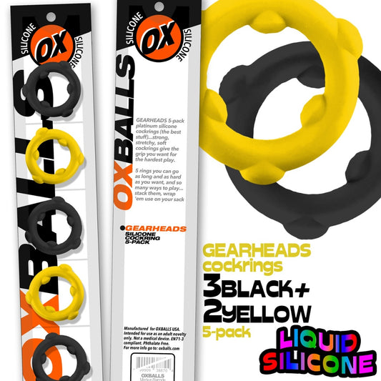 Graphic explaining Oxballs Gearheads 5 Pack Spinner Rings Yellow/Black