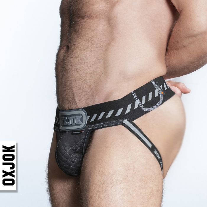 Oxballs Packer Industrial Puffer Quilted Cargo Jock Strap Black Puff