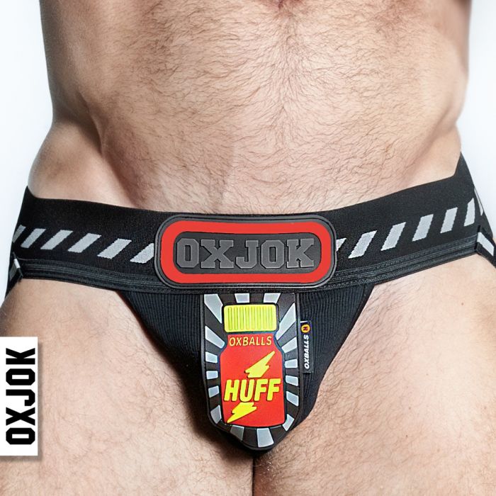 Oxballs Popperjock 3D Rubber Huffer Jock Strap Black/Red