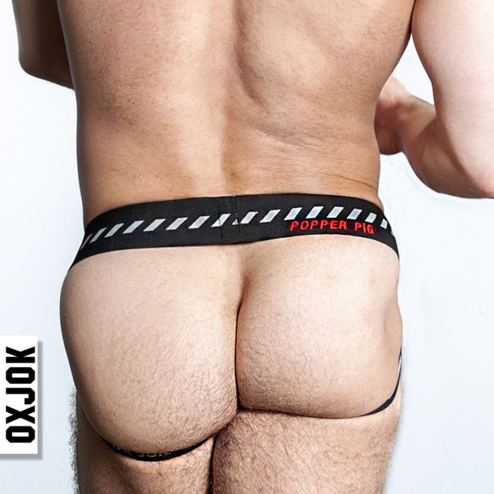 Oxballs Popperjock 3D Rubber Huffer Jock Strap Black/Red