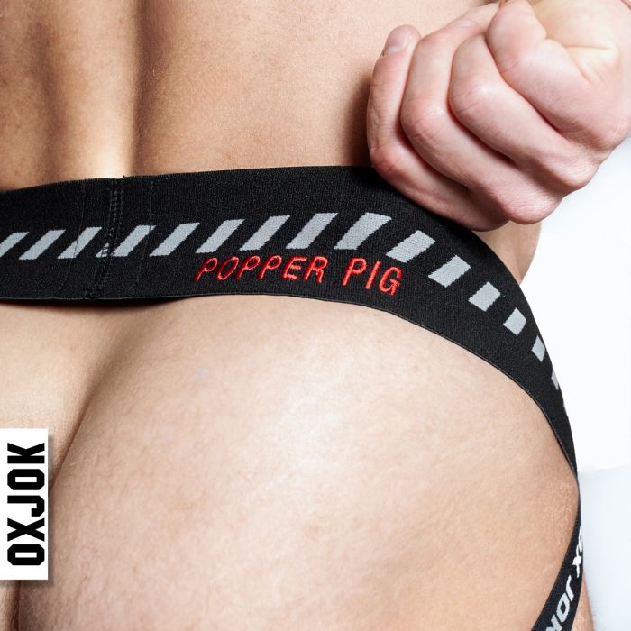 Oxballs Popperjock 3D Rubber Huffer Jock Strap Black/Red