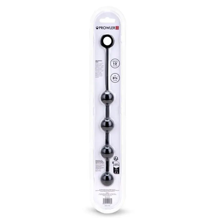 Prowler RED small anal beads rear packaging showing dimensions and graduated sizing gentle play

