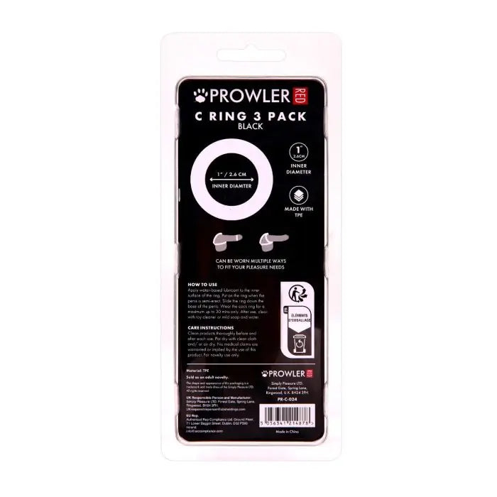 Prowler RED Cock Ring 3-Pack rear packaging