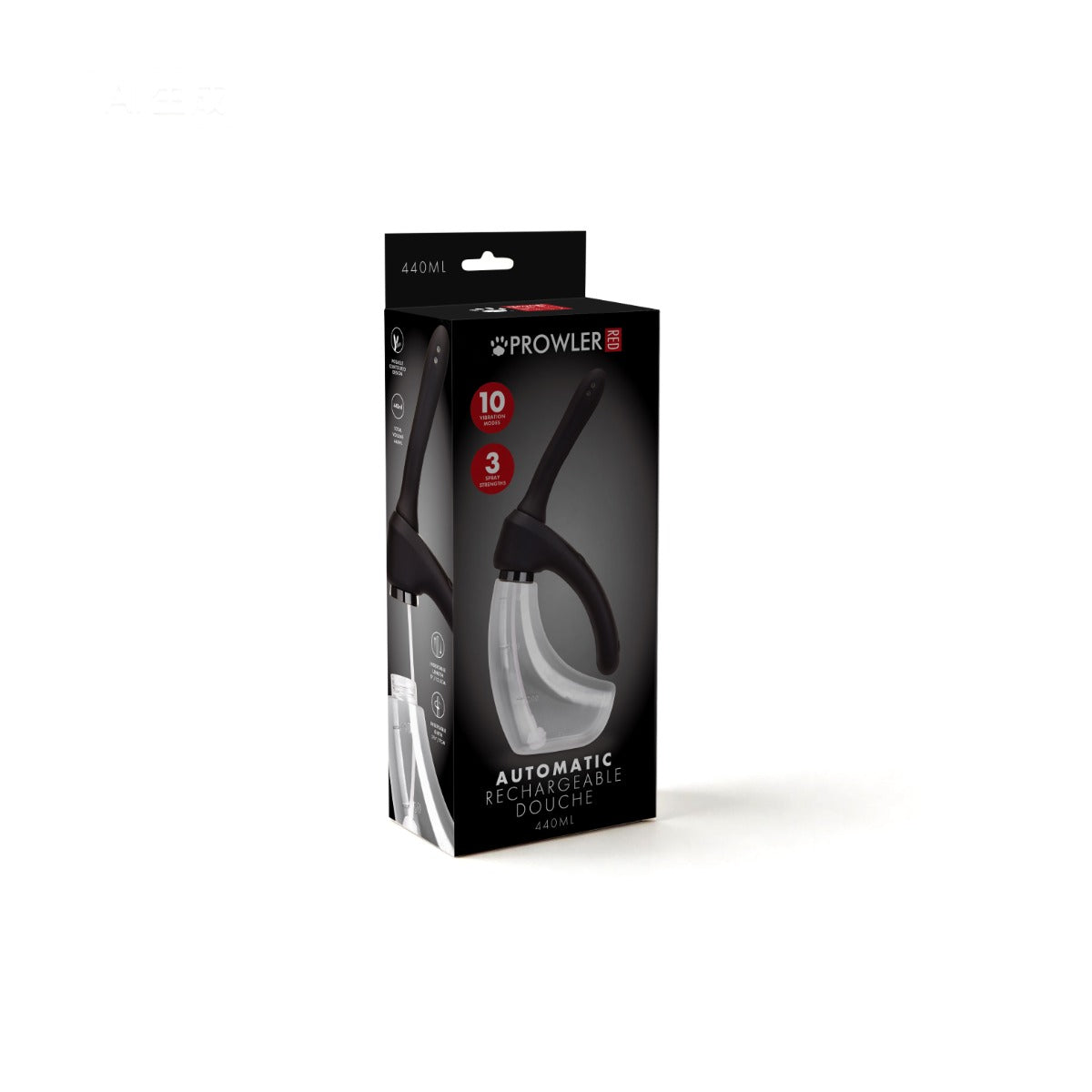 Prowler RED Automatic Rechargeable Douche packaging front and side