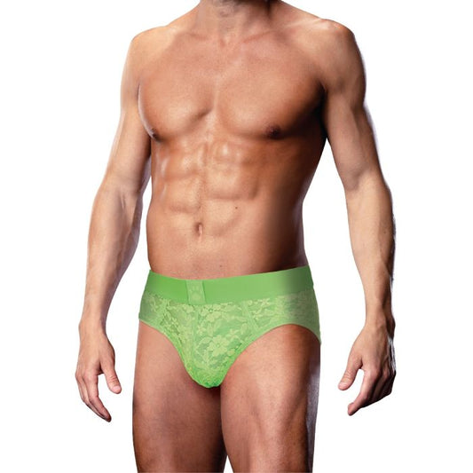 Prowler Lace Open Back Brief Neon Green