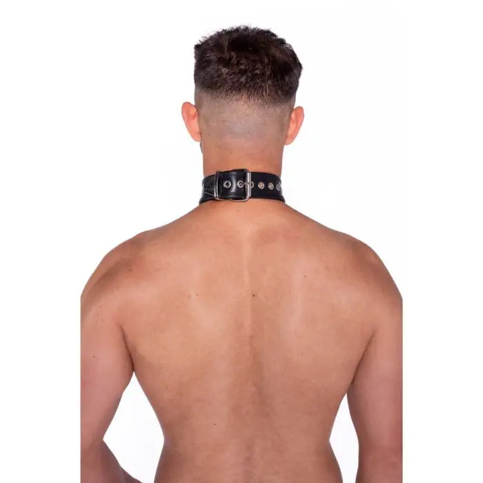 Prowler RED Leather Collar with Strap - Adjustable Buckle Design rear view