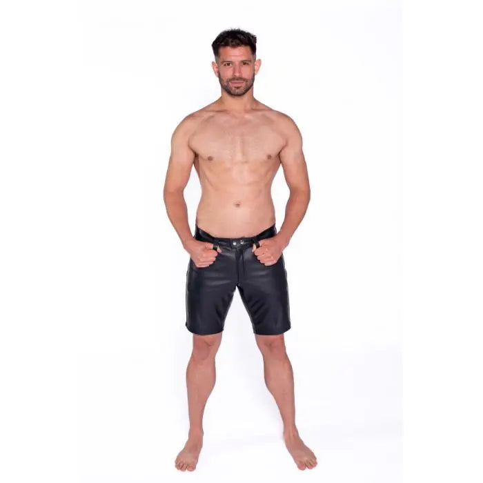 Prowler RED Leather Black Stripe Shorts